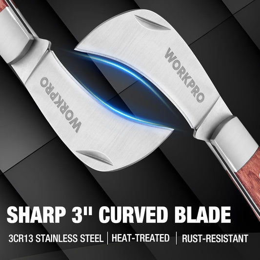 WORKPRO Utility Knife, Electrician and Folding Pocket Knife with 3" Hawk Bill Blade for lineman Cable Skinning