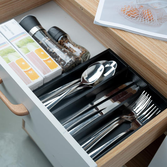 Fibogollo Silverware Organizer Bamboo Kitchen Drawer Organizer Kitchen Utensil Organizers, Flatware Organizer Tray for Flatware, Utensils(Natural)