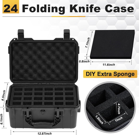 Bucherry 40 Folding Knife Case Waterproof Pocket Knife Holder Hard Sided Knives Storage Box Lockable Protective Travel Storage Organizer for Folding Knives Collection, Green