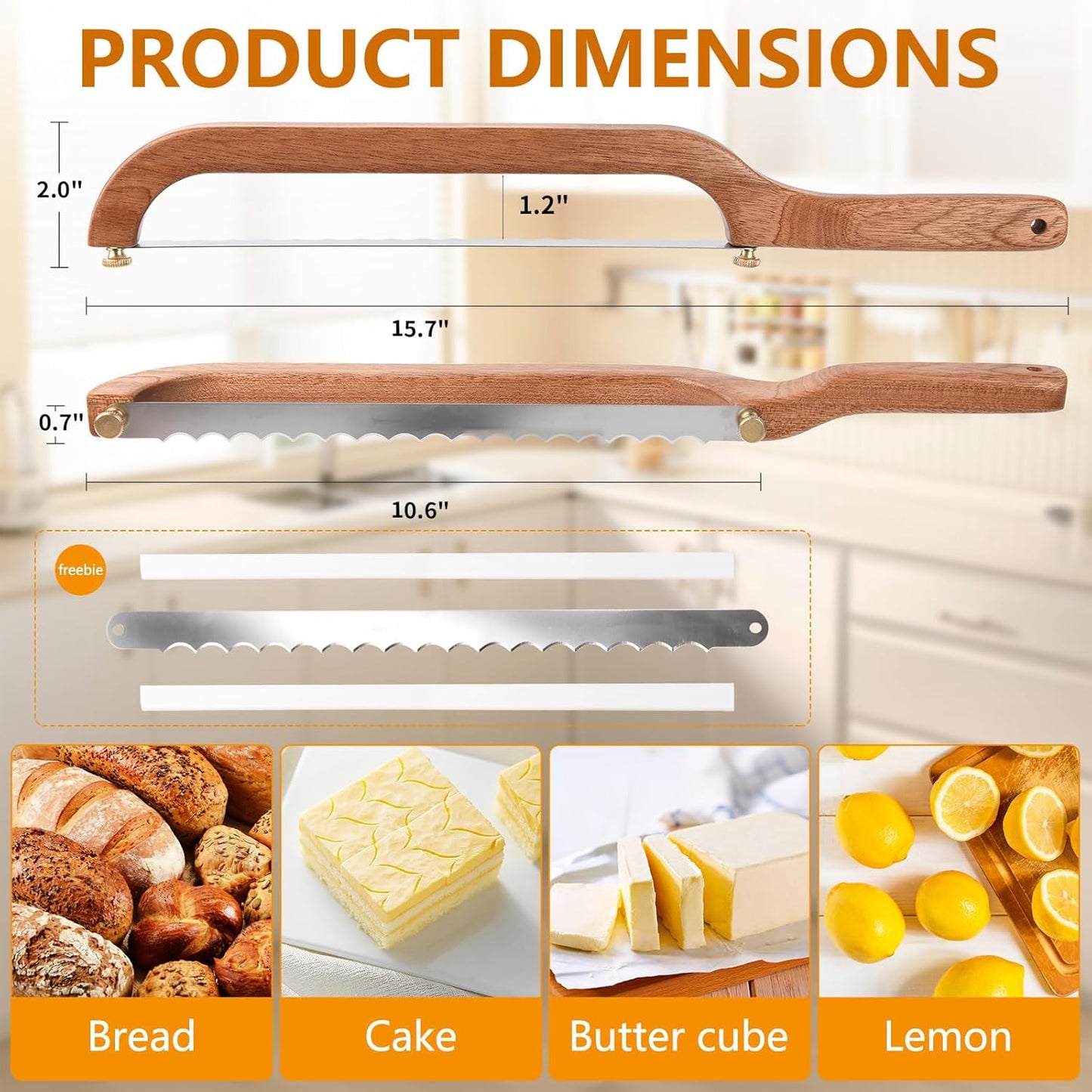 Bread Knife for Homemade Bread Sourdough, Sourdough Knife Slicer for Slicing, Bread Saw Cutter, Wooden Fiddle Bow