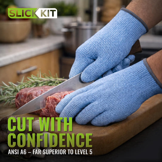 Superior ANSI A6 Cut Resistant Gloves, 100% Food Safe‘BLUE’Cutting Glove for Chefs & Butchers, Mandoline Oyster Shucking Gloves, Cut Proof Gloves with Premium Comfort & Dexterity