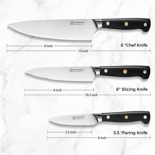 KEEMAKE Kitchen Knife Set of 5 - Kitchen Knives 1.4116 High Carbon Stainless Steel Blade, Professional Chef Knife Set, Razor Sharp Knives with Ergonomic Pakkawood Handle for Home Cooking