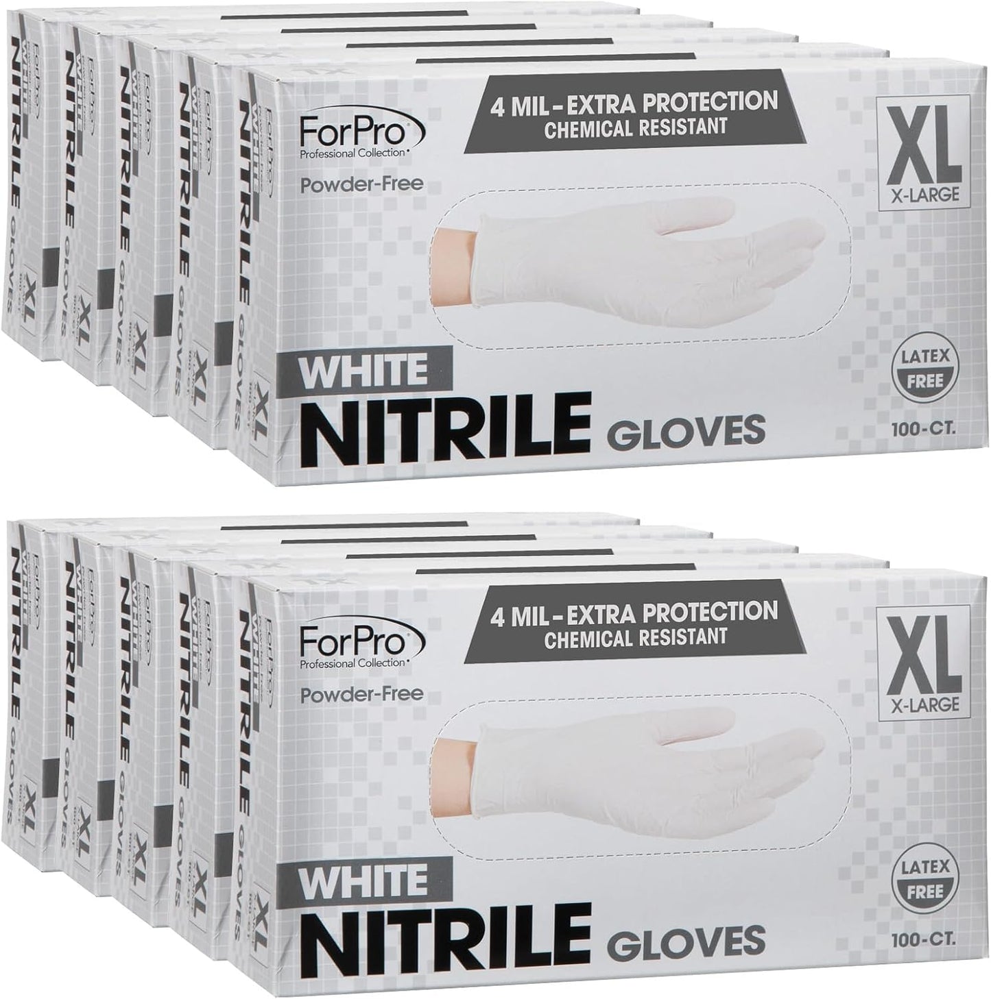 ForPro Disposable Nitrile Gloves, Chemical Resistant, Powder-Free, Latex-Free, Non-Sterile, Food Safe, 4 Mil