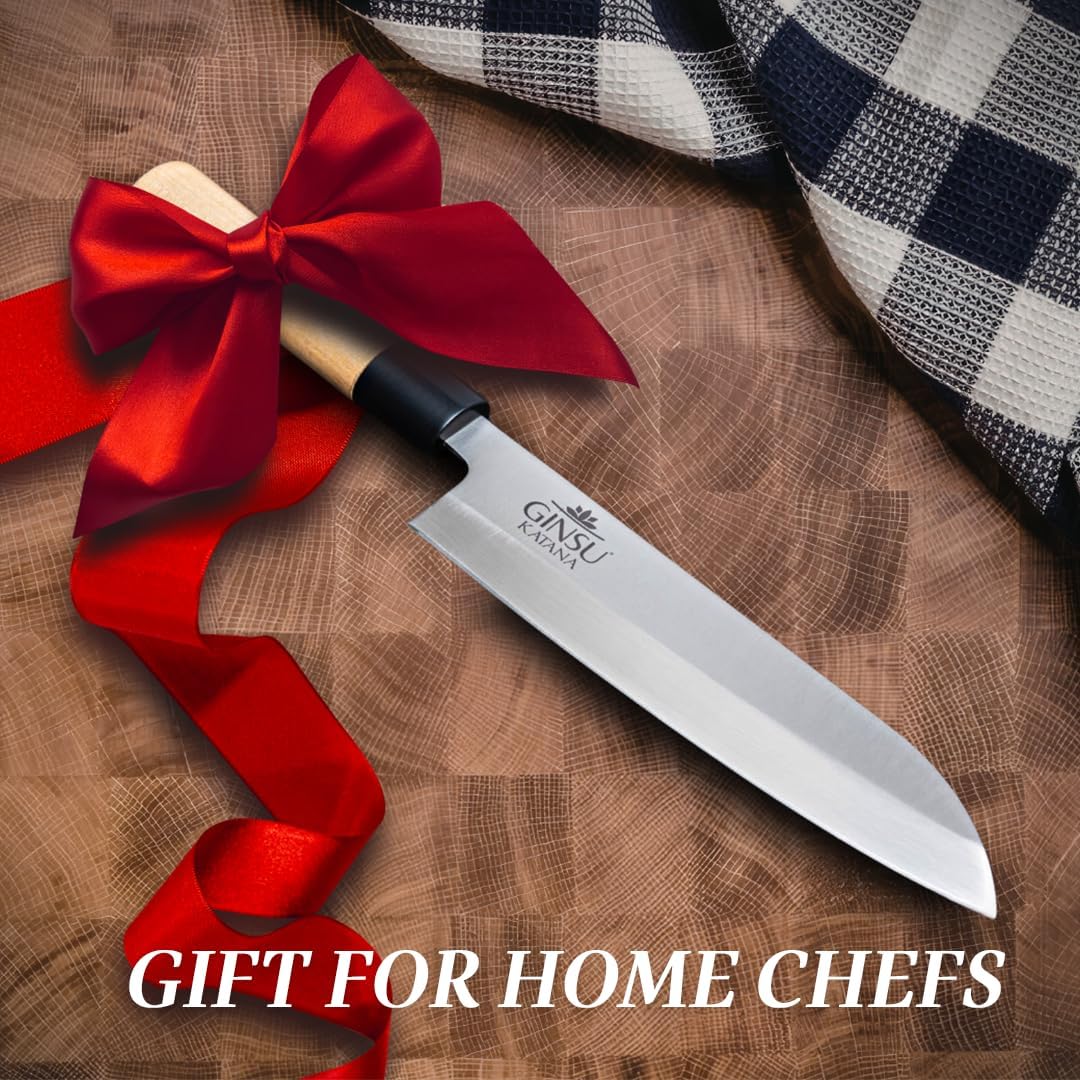 8" Gyuto Knife - Japanese Stainless Steel for Meat and Poultry - Maple Handle, Single Bevel