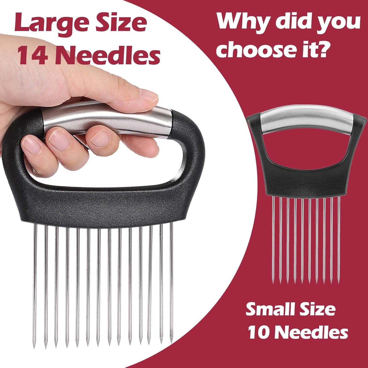 JAYVAR Large Onion Holder for Slicing, 304 Stainless Steel Large Onion Cutter Vegetable Chopper,Tomato Slicer for Potato, Practical Meat Tenderizer Tool, Kitchen Food Slicer Guide for Neat Slicing