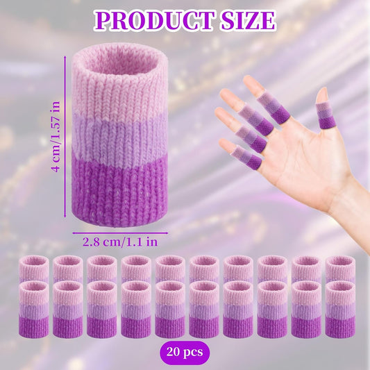 20PCS Crochet Finger Guard, 3.9-Inch Finger Covers Compression Crochet Finger Sleeves for Knitting Finger Protector, Breathable Finger Cushion for Writing