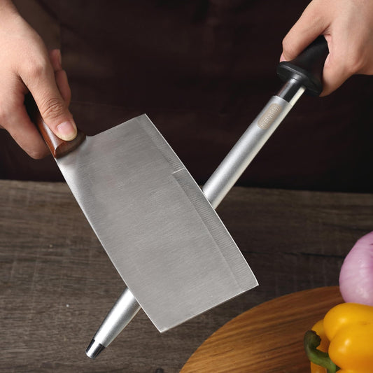 Diamond Honing Steel 10 inch Professional Knife Sharpening Steel, Flat Knife Honing Rod, Diamond Carbon Steel, Sharpener for Honing Knife Blades, Chef Knives