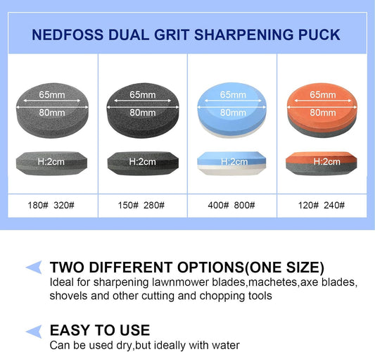 8 Pieces Axe Sharpening Stone Tool with Sheath, Ax Hatchet Knife Sharpener Puck, Small Multipurpose Whetstone Sharpening Tool, Dual Grit Camping Hatchet Sharpening Stone Disk