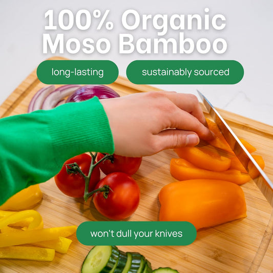 Greener Chef Luxury Bamboo Cutting Board (Extra Large) with Vertical Grain Strength Technology - Non Toxic, Spacious and Lightweight 18" XL Chopping Board Gift - Replacements for Life