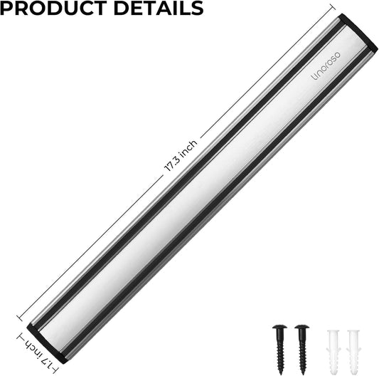 linoroso Magnetic Knife Holder, Heavy Duty Aluminum Magnetic Knife Holder for Wall Use as Knife Bar, Knife Holder, Magnetic Tool, Kitchen Utensil & Home Organizer, 17.3 Inch