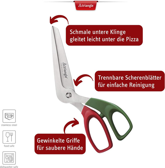 triangle Pizza Scissors - Detachable Stainless Steel Blades - Multi-Functional Kitchen Shears for Pizza & More - Dishwasher Safe