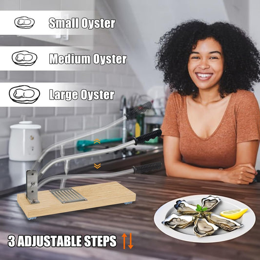 Oyster Shucker Clam Opener Machine Adjustable Oyster Shucker Machine Oyster Shucker Tool Set Including Knives, Glove, Seafood Tools for Hotel Family Buffet