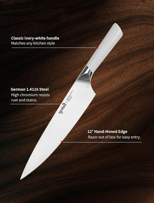 3.5 Inch Paring Knife – German Stainless Steel, Ergonomic Ivory White Handle, Minimalist Small Kitchen Knife for Peeling & Cutting, Ideal Gift for Chefs, Cooks