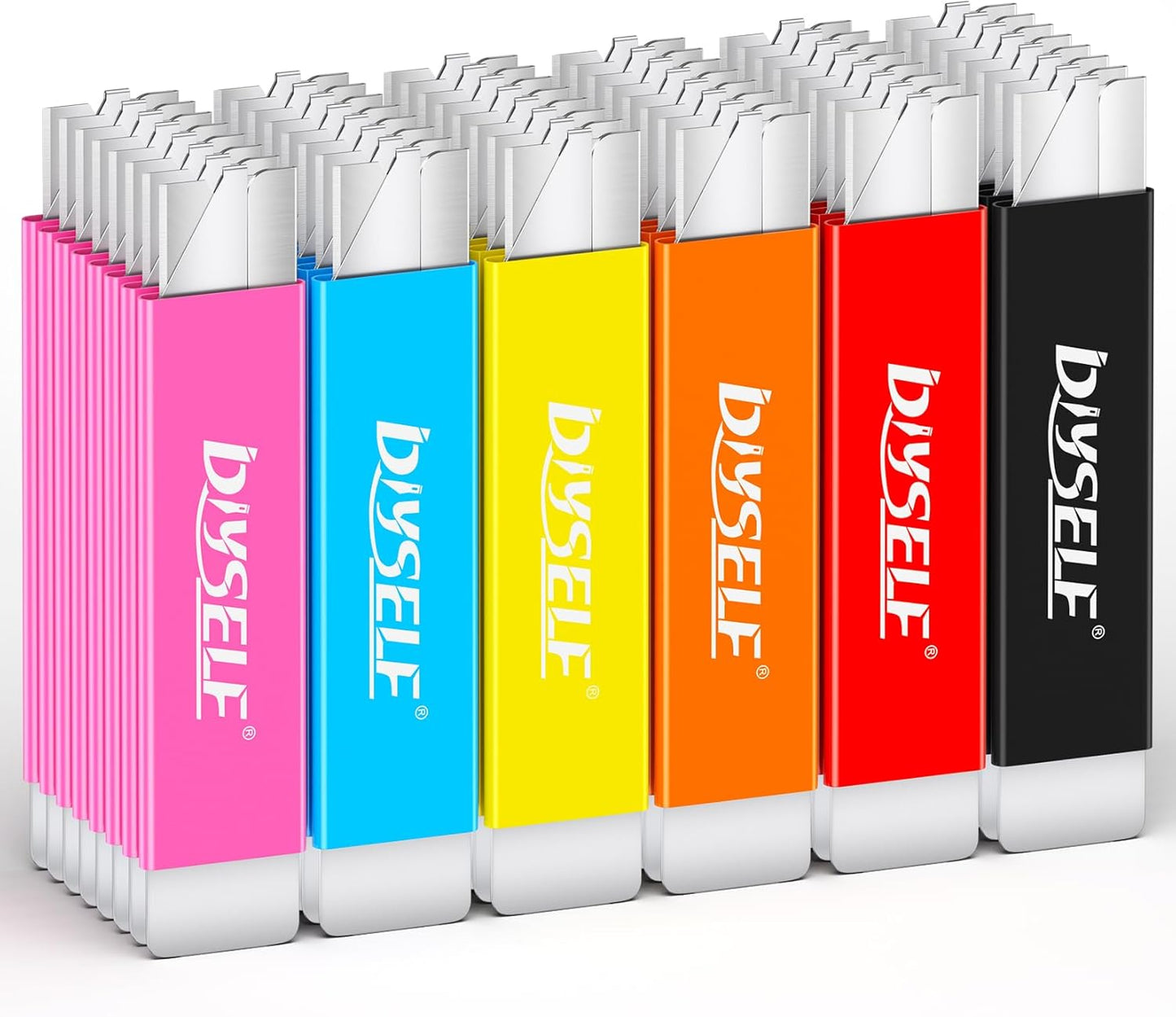 DIYSELF Box Cutters 12 Pack, Utility Knife, Box Cutter Retractable with Razor Blade, Box Opener for Package, Utility Knives for Office, School, Home, Flat Box Cutter for Women, Letter Opener for Mail