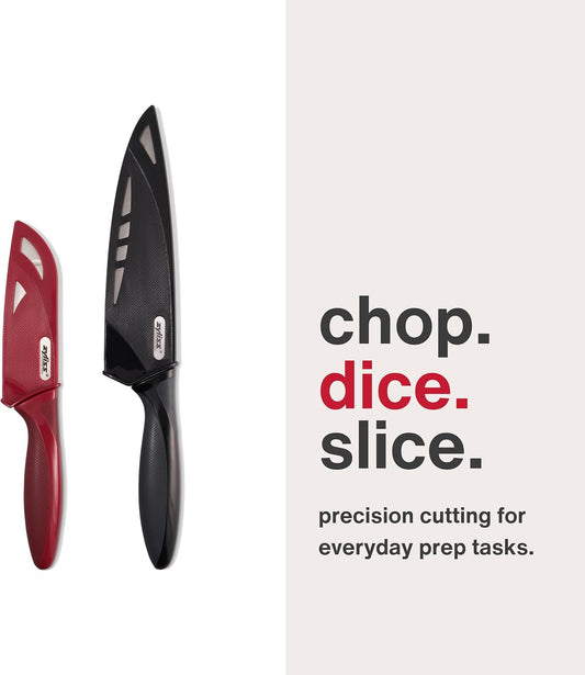 Zyliss 3 Piece Knife Value Set - Kitchen Knife Set - Kitchen Knife Set with Sheath Covers - Includes Paring, Serrated Paring & Utility Knives - Stainless Steel