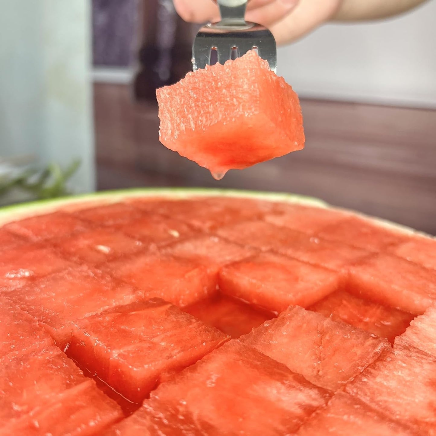 2 Pack 2-in-1 Watermelon Fork Slicer Cutter, Summer Stainless Steel Watermelon Fruit Cutter, Portable Fruit Forks Slicer Knife Kitchen Gadgets for Family Parties Camping (2pc)