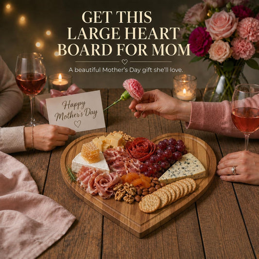 Heart Charcuterie Board 16 x 13.2 Inches - Acacia Wood Cutting Board, Heart Shaped Serving Tray - Mother’s Day Gifts for Mom, Wife, Grandma, Birthday Gifts for Mother & Grandmother