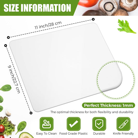 Hushee 120 Count Disposable Cutting Board Sheets 15 x 10. 6 Inch Disposable Sheets Flexible Plastic Sheet Cutting Mat Large Chopping Boards for Kitchen Cooking Traveling Camping Tailgating BBQ