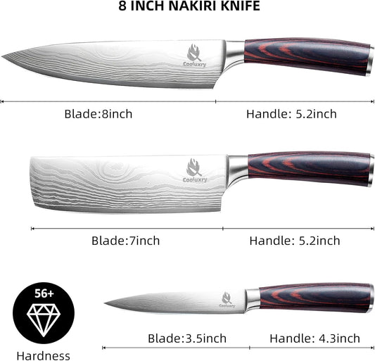 Nakiri Knife - Professional 7" Razor Sharp Meat Cleaver and Vegetable Kitchen Knife, Vegetable Chopping Knife, High Carbon Stainless Steel Blade with Ergonomic Handle