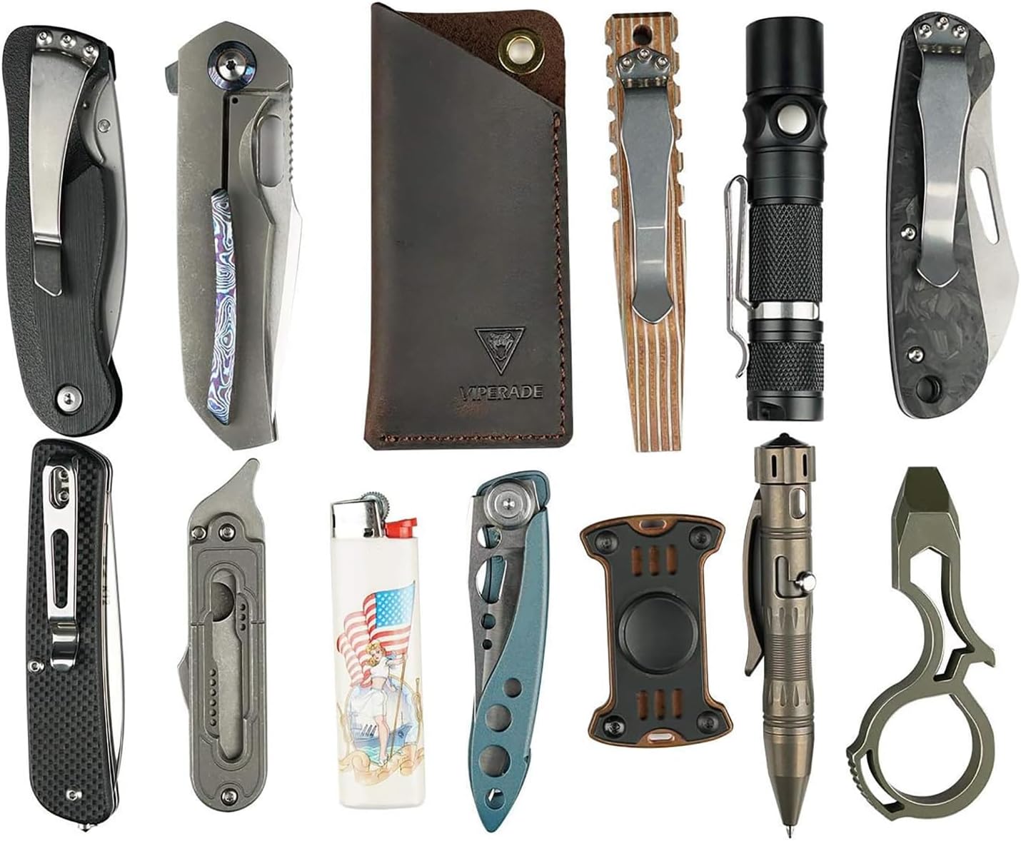 VIPERAED PJ11 EDC Small Leather Sheath for Belt,Leather Holster for Small Flashlight,Utility Small Leather Knife Sheath,Leather EDC Pocket Slip for Small Multitools