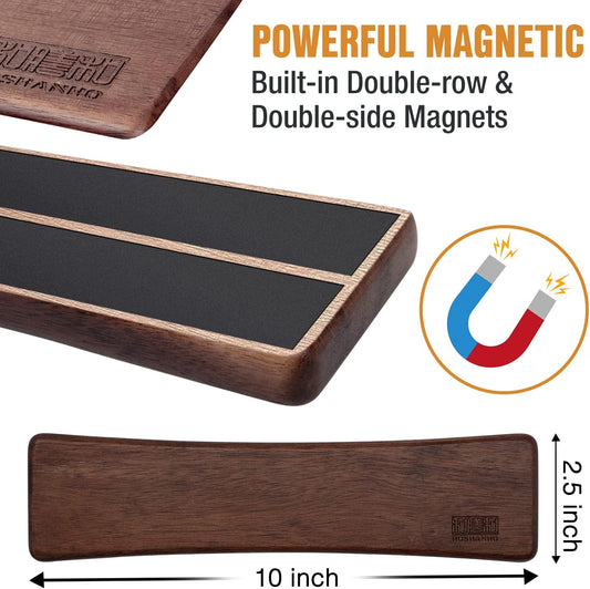 HOSHANHO Knife Magnetic Strip, Acacia Wood Powerful Magnetic Knife Strips, Magnetic Knife Holder for Wall 10 Inch Use as Magnetic Tool Organizer, Home Organizer
