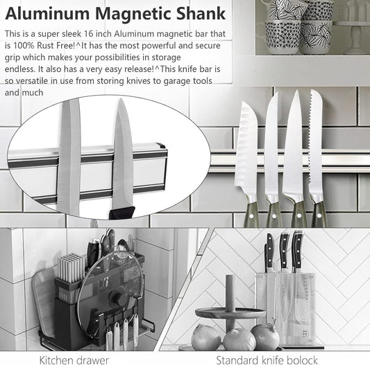 MEKBOK Kitchens Aluminum Magnetic Knife Bar - Rust Free (16 INCH)