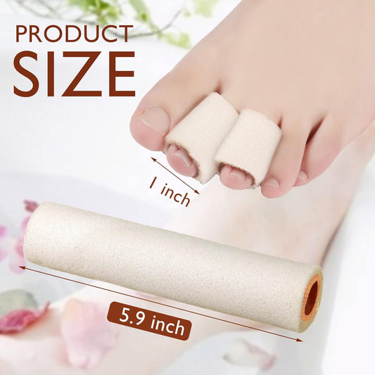 Tondiamo 6 Pieces Foam Toe Protector Sleeves Foam Bandages Tube Toe Cushion for Feet, Bunion, Hammer, Callus Corn, Bliste, Pain Relief(Large,Beige)