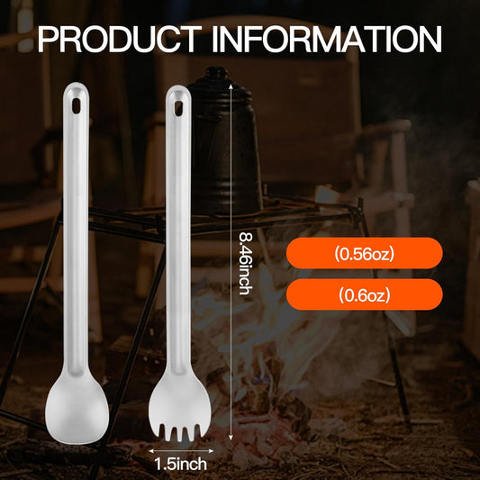 Titanium Utility Cutlery Set, Portable tableware titanium utensil set with case, Table Spoon Fork Chopsticks Knife set for Outdoor Travel Camping Backpacking (Total 5 PCS)