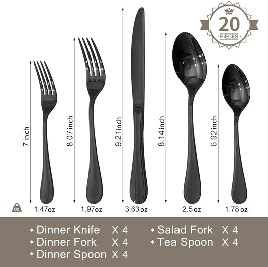 KINGSTONE 48 Piece Teardrop Silverware Set with Steak Knives, 18/10 Stainless Steel Flatware Set for 8, Modern Design Cutlery Set for Home/Hotel/Wedding,Mirror Polished and Dishwasher Safe