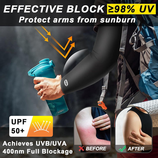 UV Sun Protection Arm Sleeves for Men Women, UPF 50+ Cooling Sun Sleeves to Cover Arms Sports Compression Covers