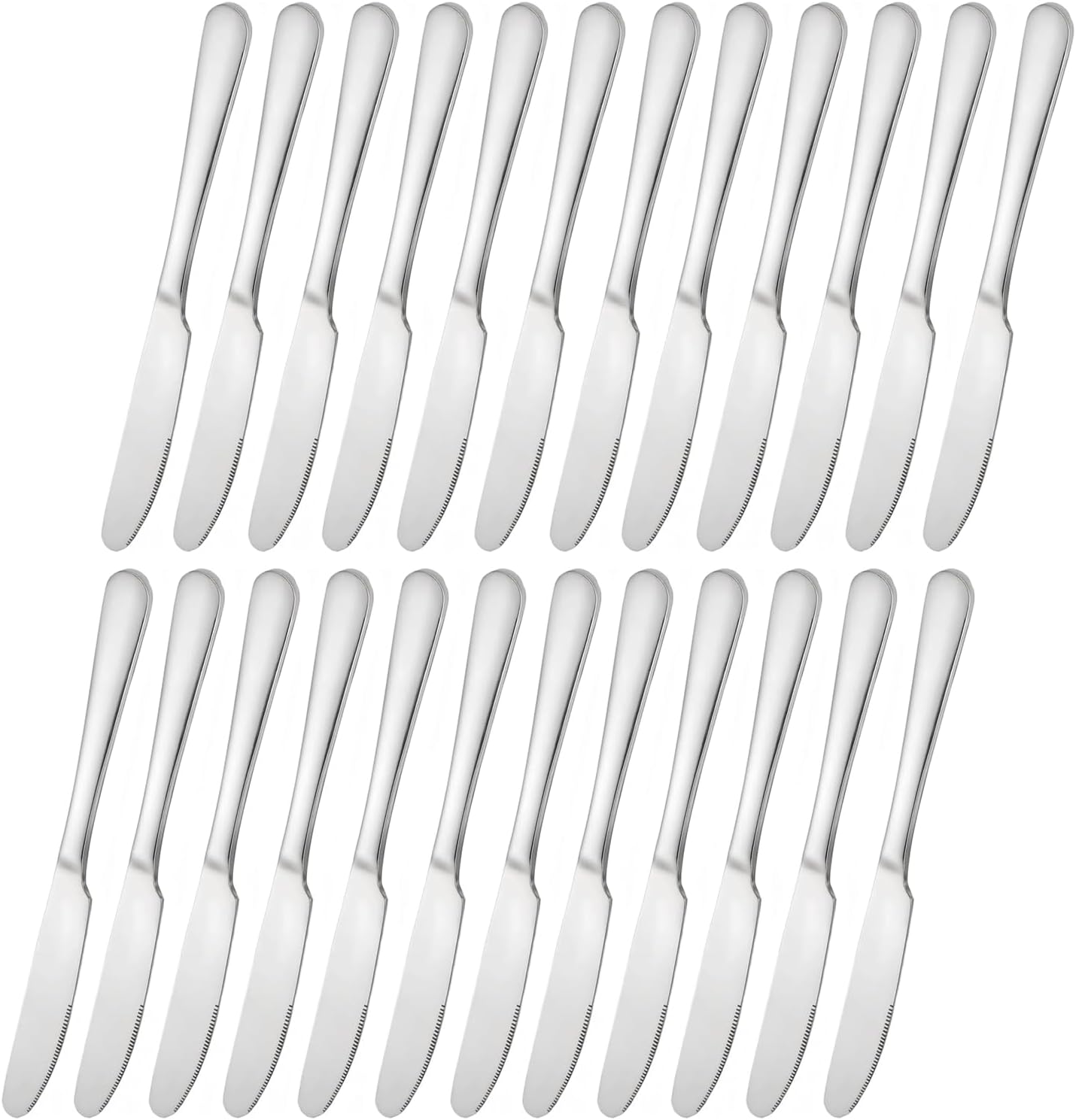 Stainless steel butter knife, set of 6 dinner knife, suitable for daily use, parties and outdoor dining,Dishwasher Safe (6)
