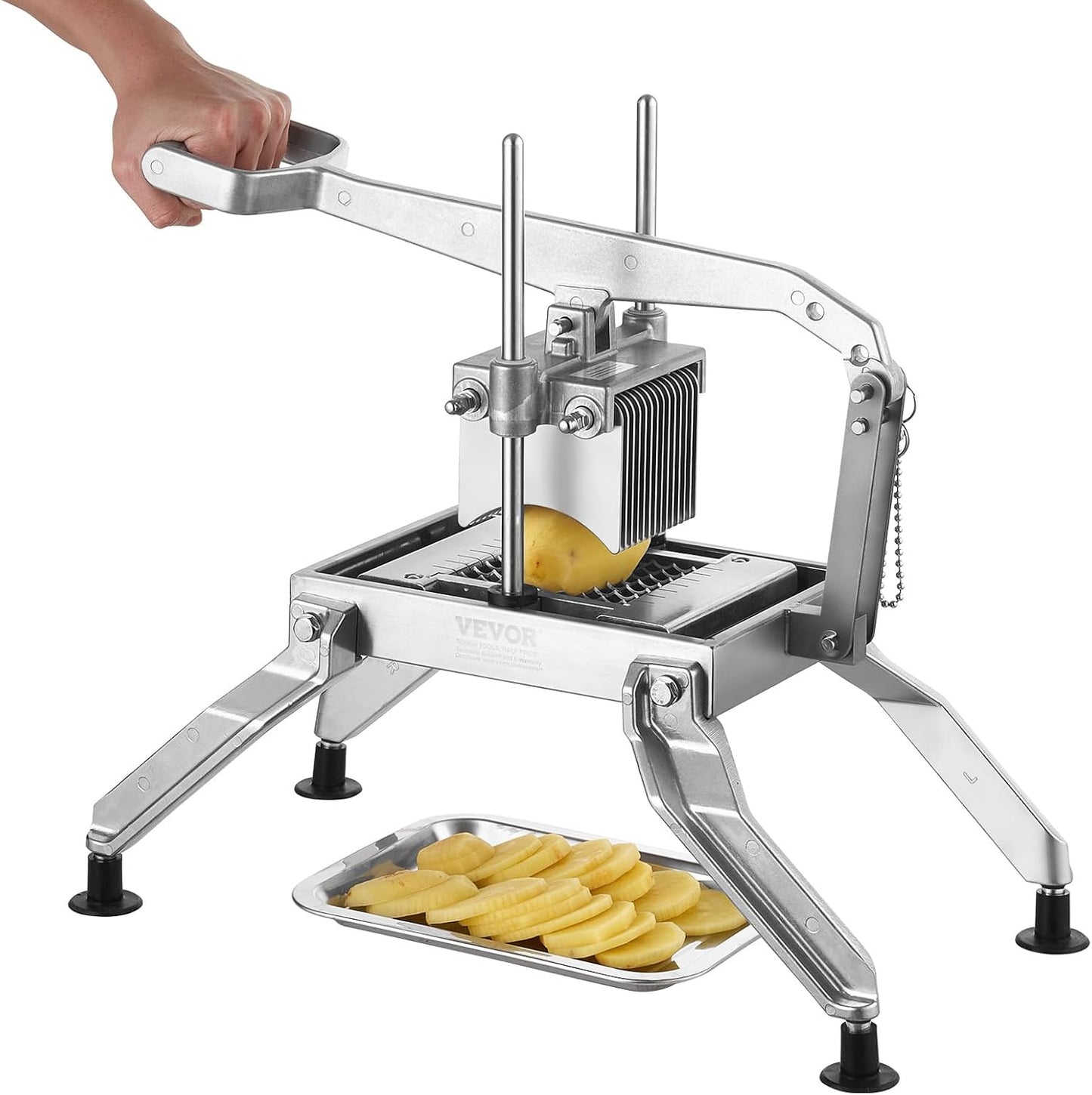 VEVOR Commercial Vegetable Slicer, 1/4 and 1/2 inch Tomato Slicer, Stainless Steel and Aluminum Alloy Vegetable Cutter Slicer, Manual Tomato Slicer with Non-slip Feet, for Tomatoes, Onions, Potatoes