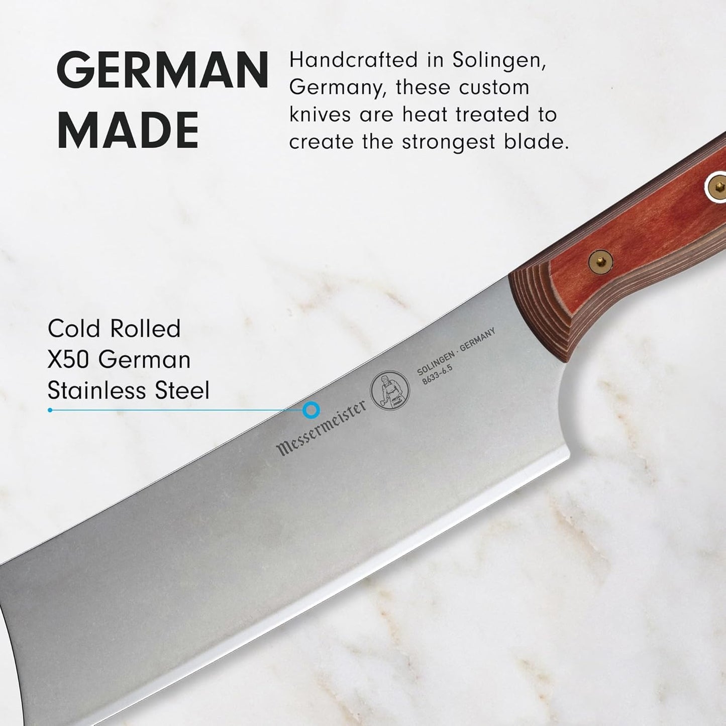 Messermeister Custom 6.5” Nakiri Knife, Black - X50 German Stainless Steel - Rust Resistant & Easy to Maintain - Made in Solingen, Germany