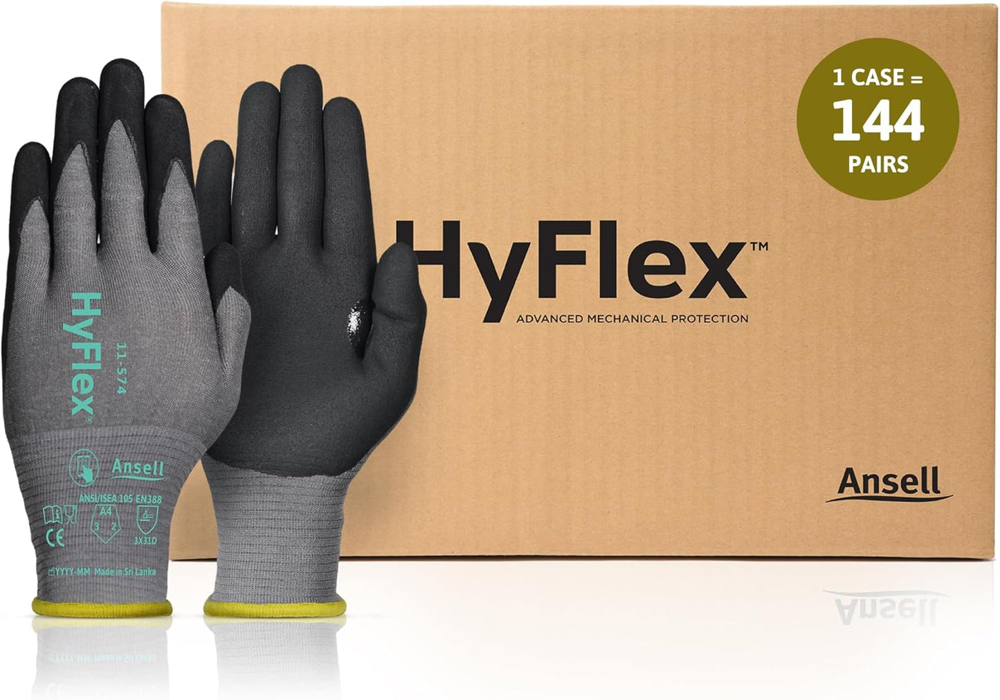 Ansell HyFlex Cut Resistant Touchscreen Work Gloves with Aerofit Precision Comfort Technology