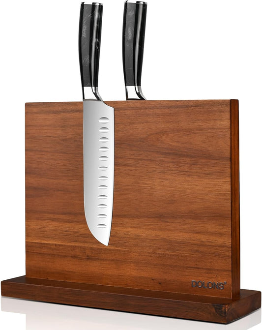 Magnetic Knife Block,Acacia Wood And Resin Kitchen Magnetic Knife Holder,Equipped with strong magnets,Multifunctional Double Side Knife Storage Organizer for Kitchen Counter ,Gifts for new home