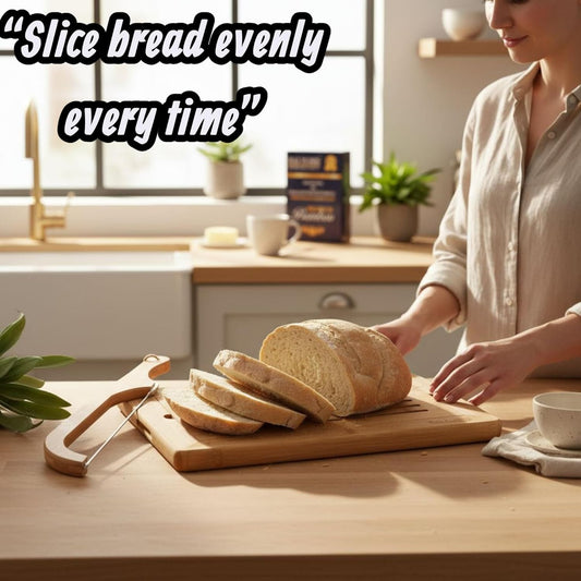 Bread Cutting Board, Bread slicer,Crumb Tray with holder,Bread Serving for Kitchen-Complete set for Slicing Homemade Bread- bow knife (16") Cutting Board (15x9,5") with Crumb