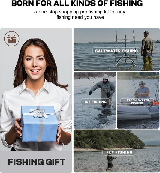 Sidomma Pro Fishing Gear and Equipment Tools Accessories Kit with Fishing Pliers Fillet Knife Scissors Fish Lip Gripper Fish Ruler Fishing Gifts for Men Saltwater Fishing Fly Fishing Ice Fishing