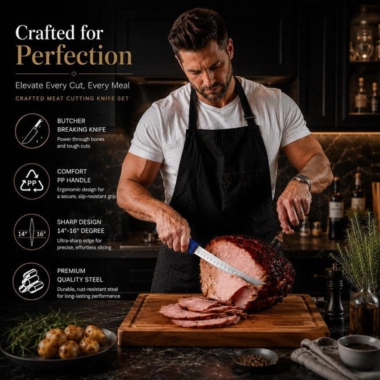 DRAGON RIOT Butcher Breaking Knife 10 Inch in High Carbon Stainless Steel, Razor Sharp Carving Slicing Knives for Meat Cutting, Professional Brisket Knife with Ergonomic Handle,Grilling Gifts for Men