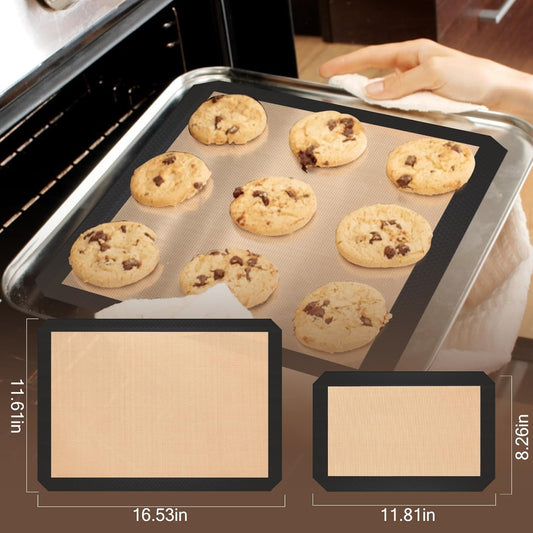 Silicone Baking Mat, 3 Pack Reusable Baking Sheet, Non-Stick & Food Safe Silicone Mats for Baking for Making Cookies Macaroons Bread, Baking Supplies & Accessories