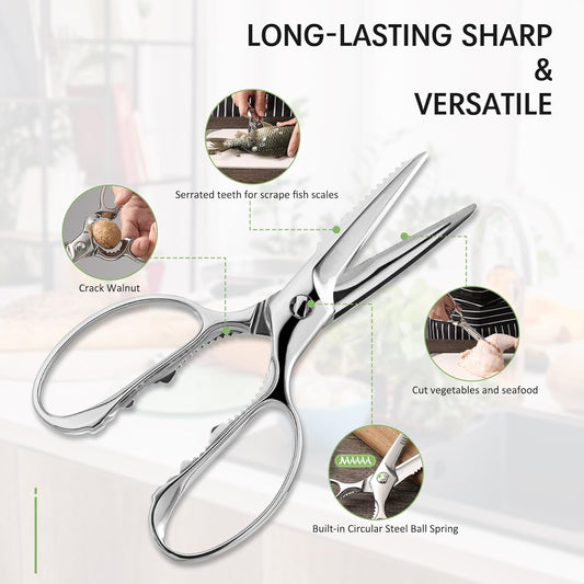 BALUCA Heavy Duty Kitchen Scissors, Kitchen Shears for Meat, Chicken, Fish, Poultry, Herb and Bread - Stainless Steel Detachable All Purpose Cooking Shears, Dishwasher Safe
