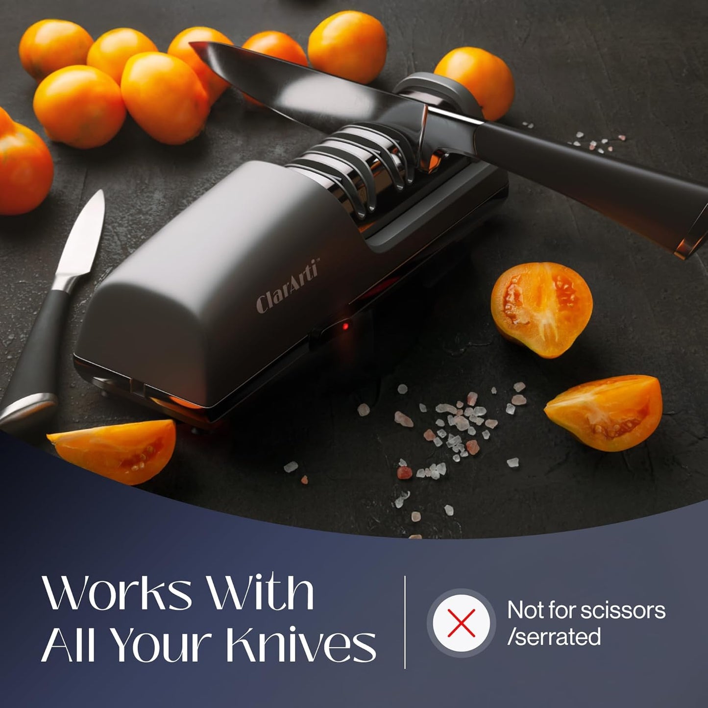 Electric Knife Sharpener for Kitchen Knives, 3-Stage Diamond Sharpening System with Guided Angle, Stable Suction Base, Fast & Safe Knife Sharpening for Home Cooks