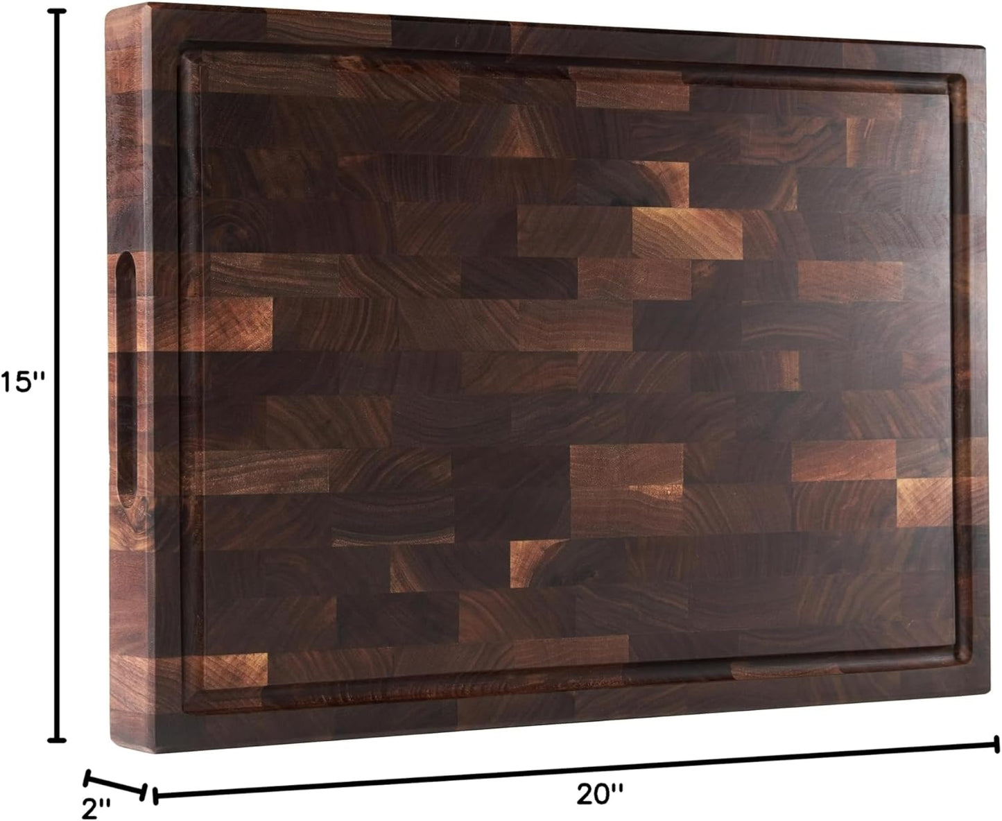 Cozifa American Dark Walnut Wood Cutting Board 17"x12"x1.6" for Kitchen with Juice Groove, Inner Handles, Gift Box Packaging and End Grain Butcher Block Finished with Linseed Oil, Beeswax & Lemon Oil