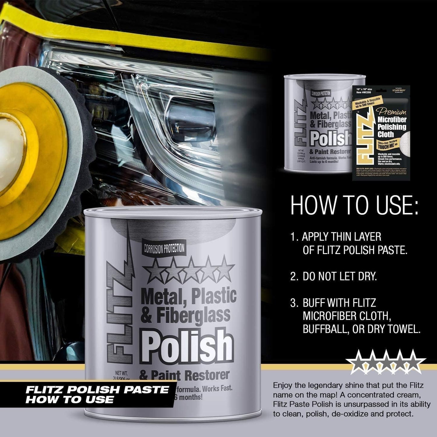 Flitz Metal Polish Paste - 1.76oz USA-Made Polish for Solid Chrome, Stainless Steel, & Aluminum - Non-Abrasive for Light Oxidation - Requires Manual Buffing - Not for Plated/Coated Surfaces (1 Pack)