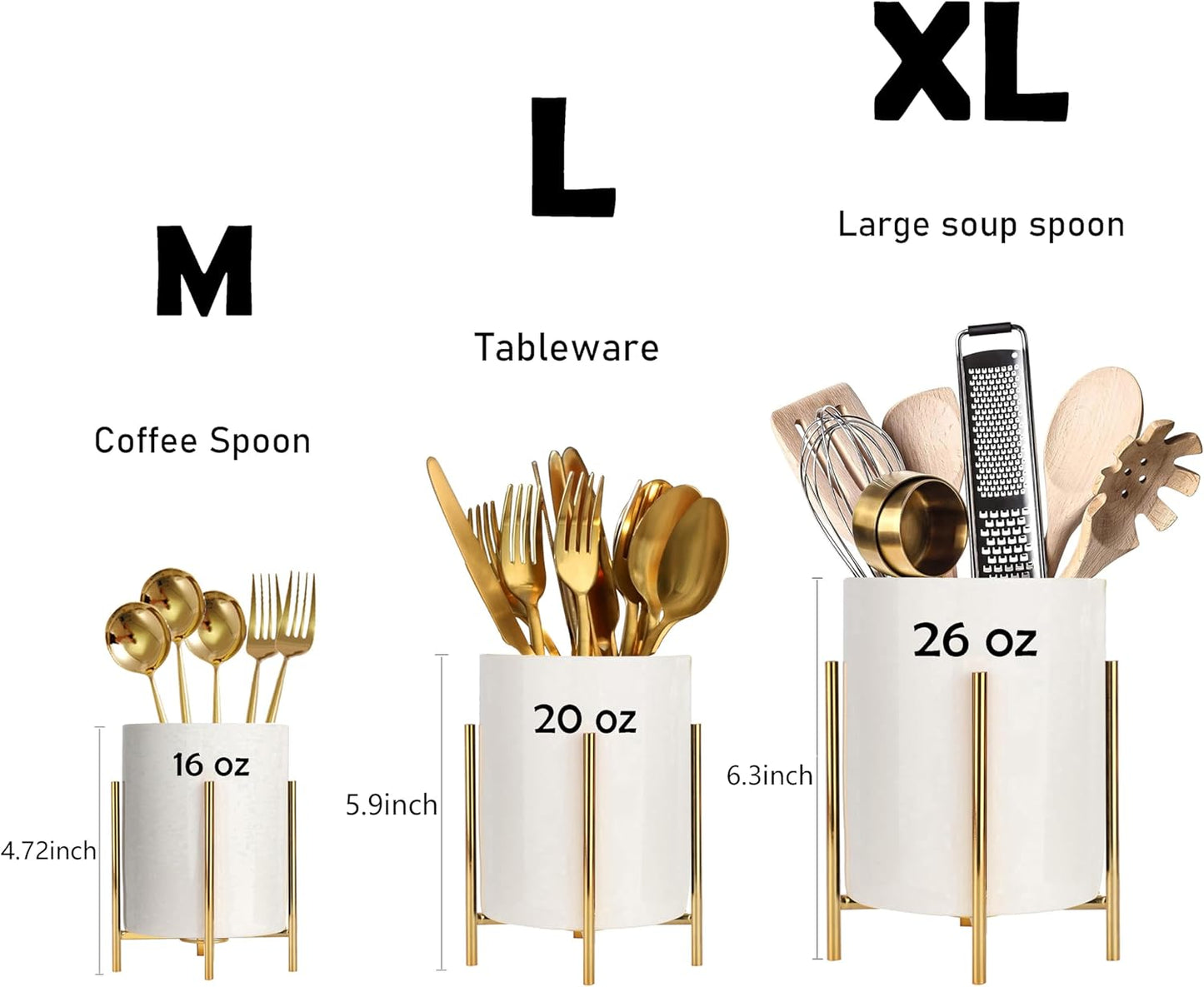 Utensil Organizer for kitchen, Knives and Forks with Shiny metal frame Tray for Farmhouse Kitchen Decor and Countertop(6.3 * 4.33inch)