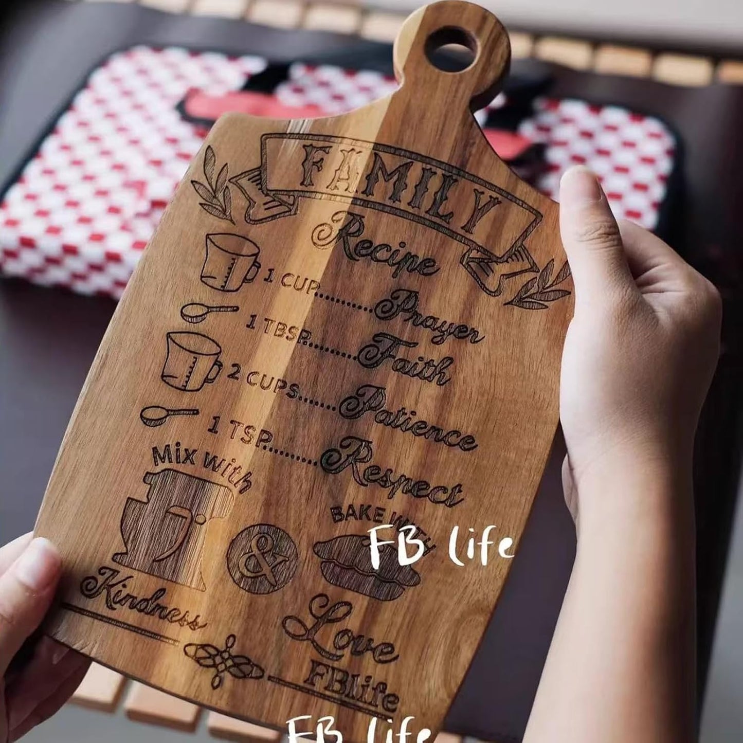 Wood Cutting Boards for Kitchen,End Grain Retro Cutting Board with Handle, Charcuterie Butcher Block for Meal Prep,Decoration & Serving