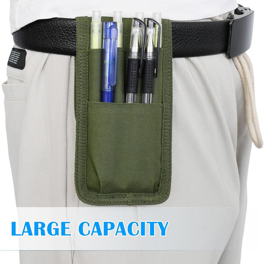2 Pcs KATOLK Belt Pen Holder, Multifunctional Adjustable Tactical Pencil Pouch, Detachable Military Duty Pencil Sleeve Case, Can Hold Pens, Rulers and Scissors