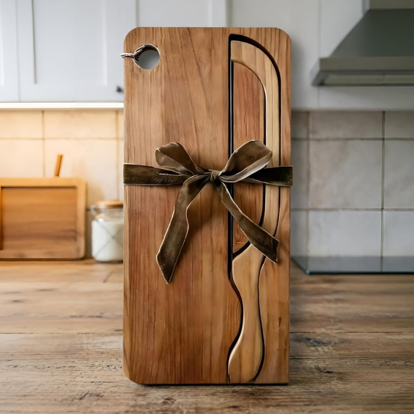 Bread Board and Knife Set Bread knife and bread board, wooden slicer, ergonomic design, ambidextrous, suitable for homemade bread, sourdough bread, bagels, baguettes etc