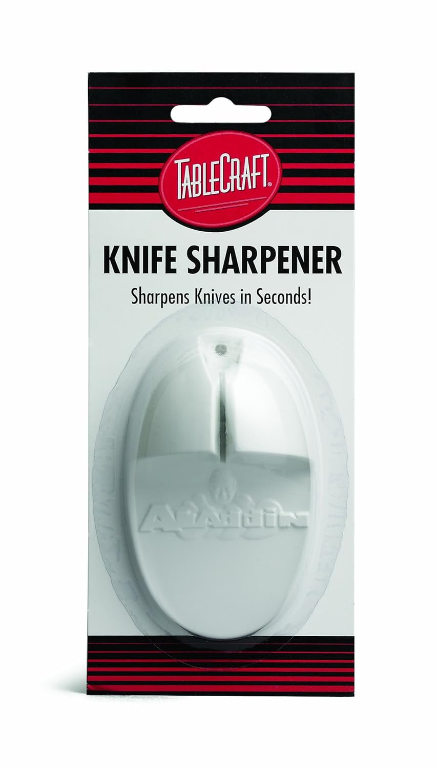 TableCraft E5699 Knife Sharpener, Compact Design, Easy to Use and Clean, FirmGrip Ergonomic Handle, Guided Sharpening Slot