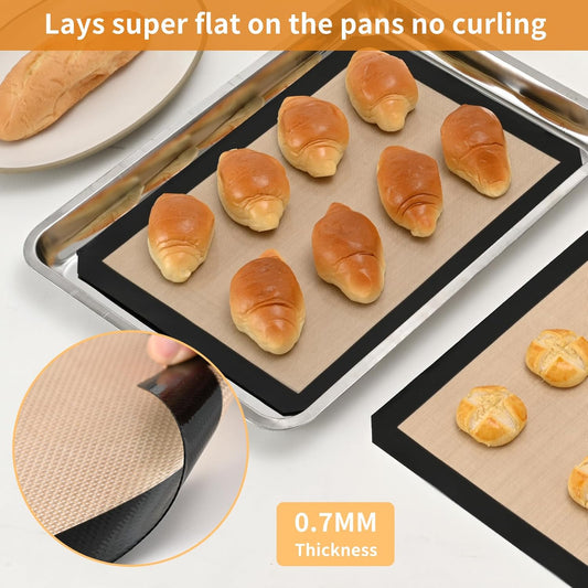 Luckyiren 2-Pack Silicone Baking Mats – Non-Stick Reusable BPA-Free Oven Liners, 100% Food-Grade Silicone, Fit Half Sheet Pans (16.54" x 11.62") for Cookies, Pastry & More