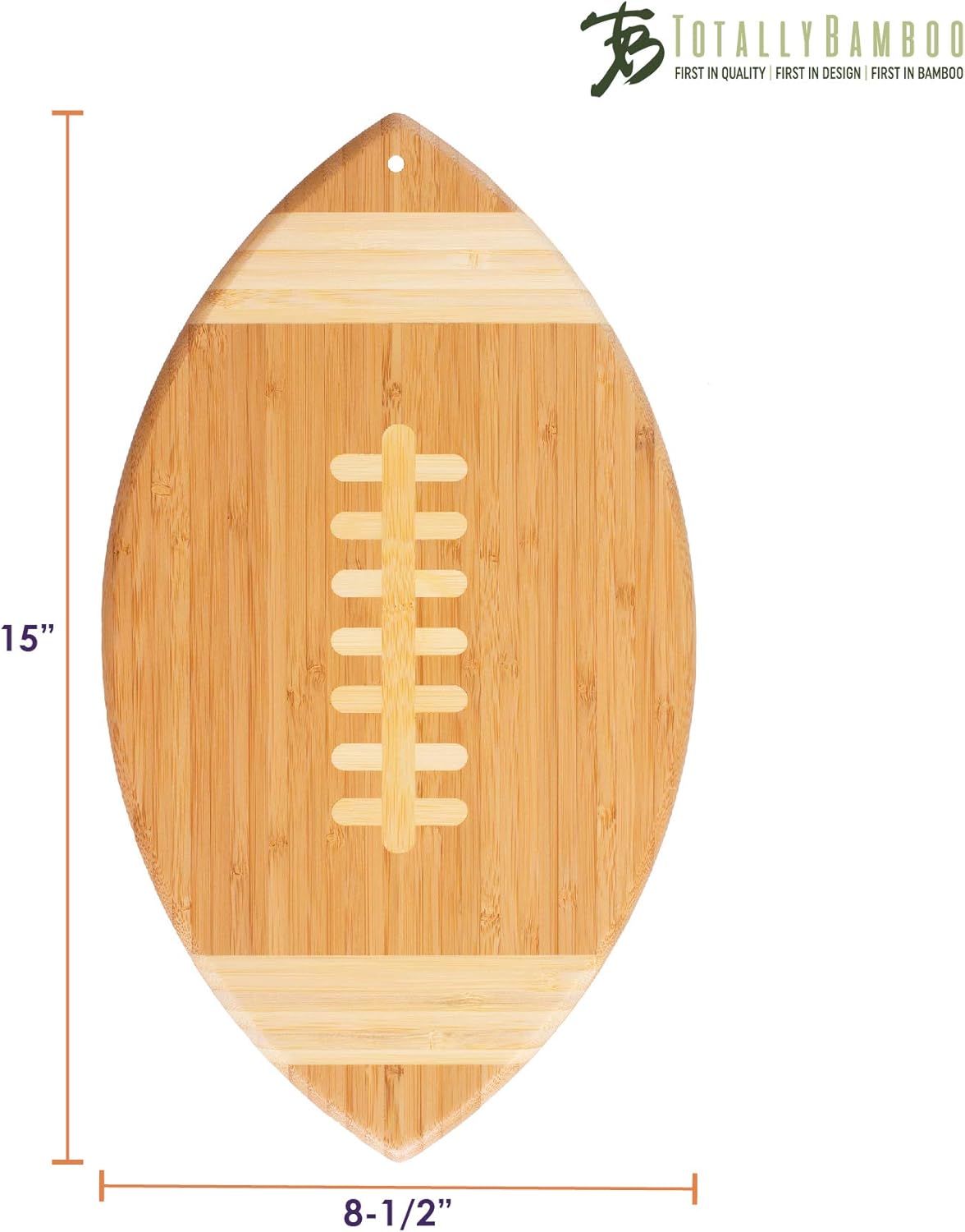 Totally Bamboo Football Shaped Bamboo Wood Cutting Board and Charcuterie Board, Great Gift for Football Fans